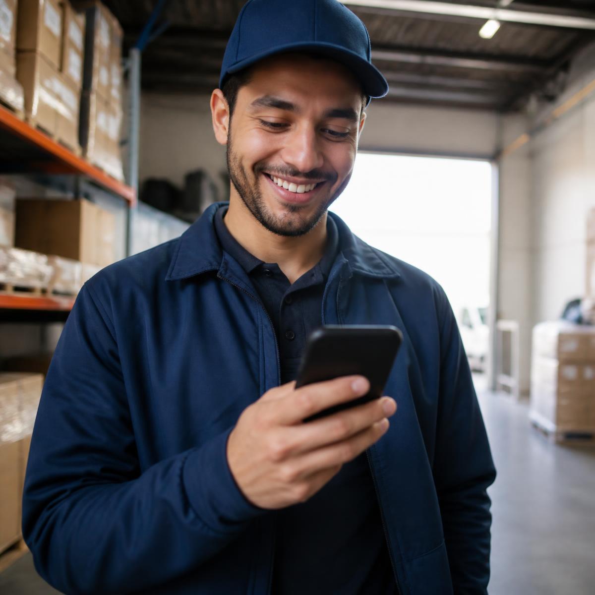 Delivery worker ready to begin a route